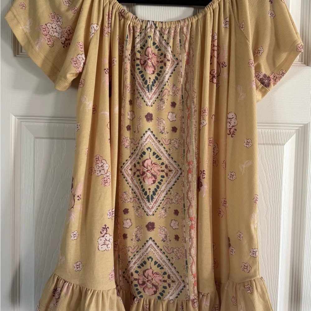 Easel Floral Yellow Boho Top